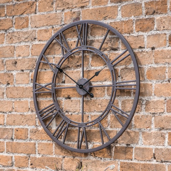 Vistini Outdoor Clock – Distressed Brown 